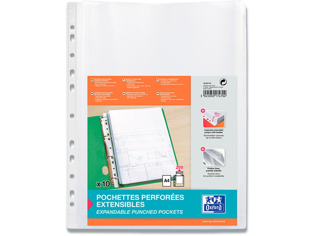 Kataloglomme, A4, Åben top uden flap, 10 stk, Oxford 