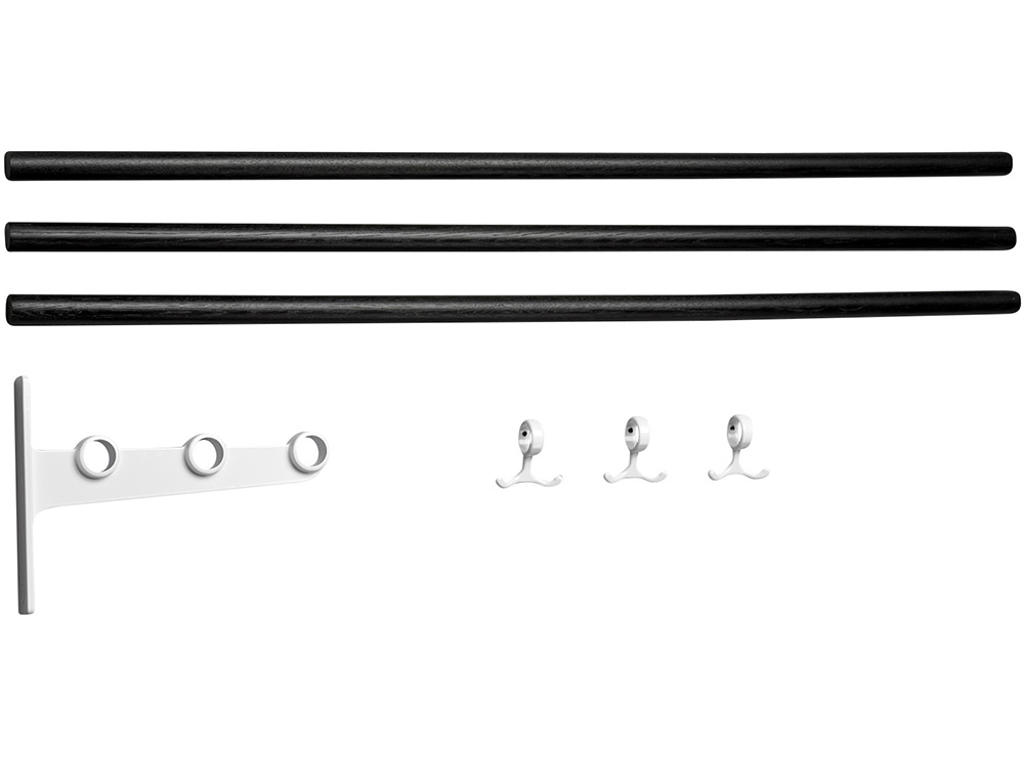 Hatte- og skohylde tillægsdel, Nostalgi, L=1000 mm sortbejdset eg/hvid, Essem Design DK