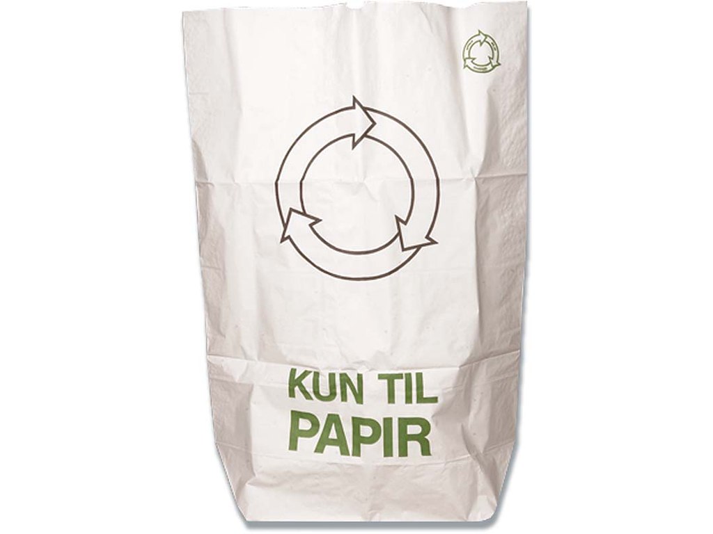 Affaldssække, Papir, 100 g/m², Hvid, 110 liter, 50 sække, Abena ''Kun til papir'' 