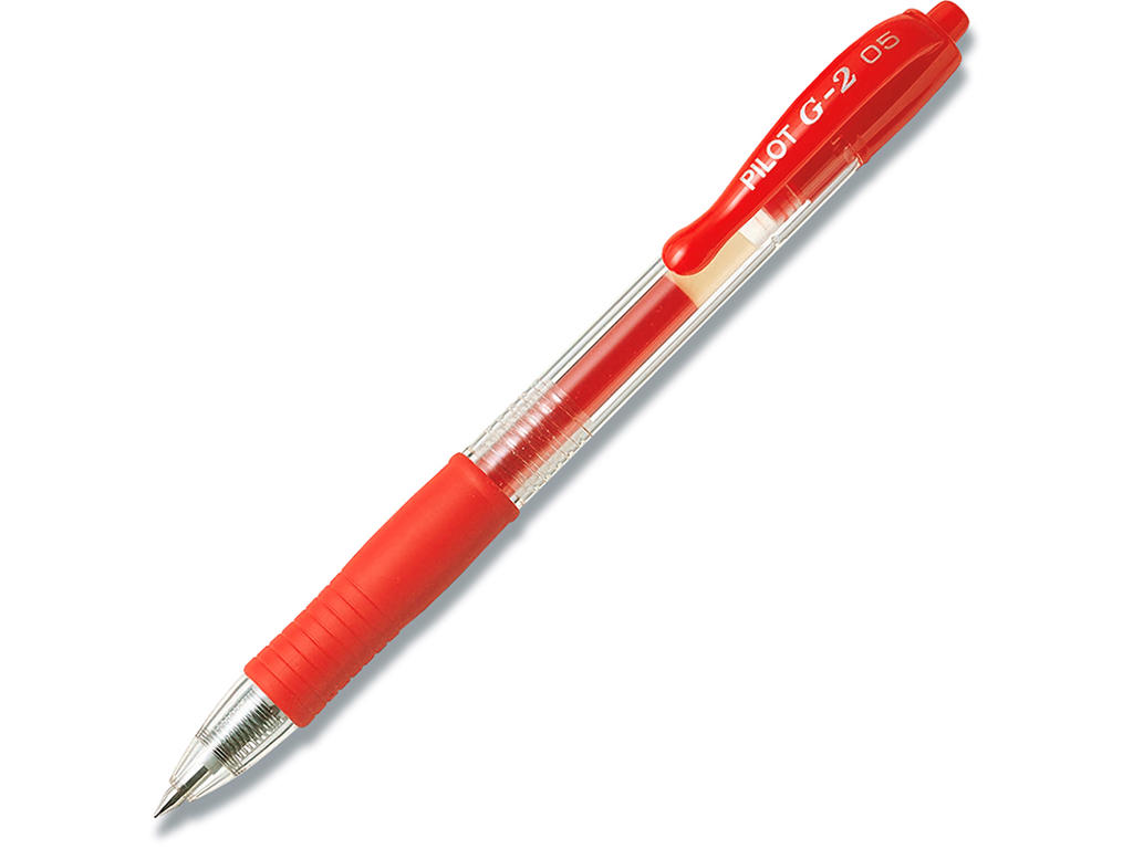 Rollerball gelpen, 0.5 mm, 0.25 mm, Rød, Pilot G-2 Fine BL-G2-5-R