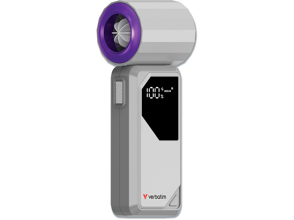 Ventilator, Håndholdt, Genopladelig, AirJet, Grå-lilla, Verbatim Cool’n’Go