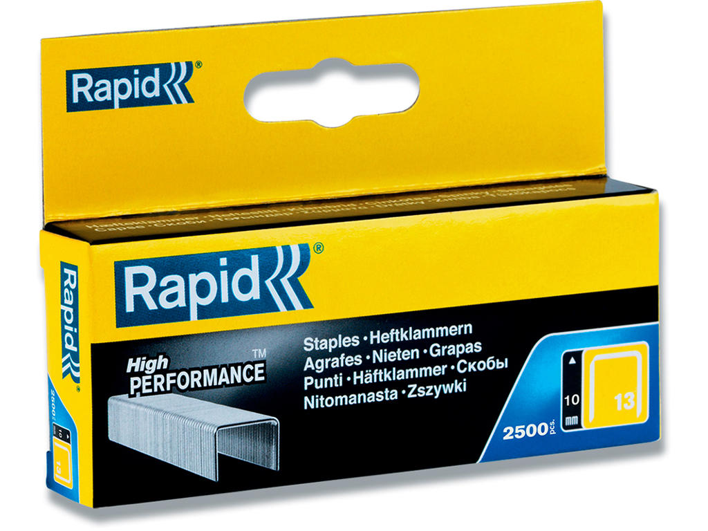 Hæfteklammer, Klamme 13/10, 60 ark, 2.500 klammer, Rapid High Performance Nr. 13