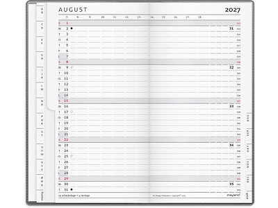 Planner, 2027, Index, 1 måned pr. opslag, Mørkegrå, Mayland
