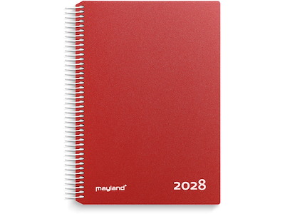 Kalender, 2028, Time, 1 dag pr. side, Rød, Mayland