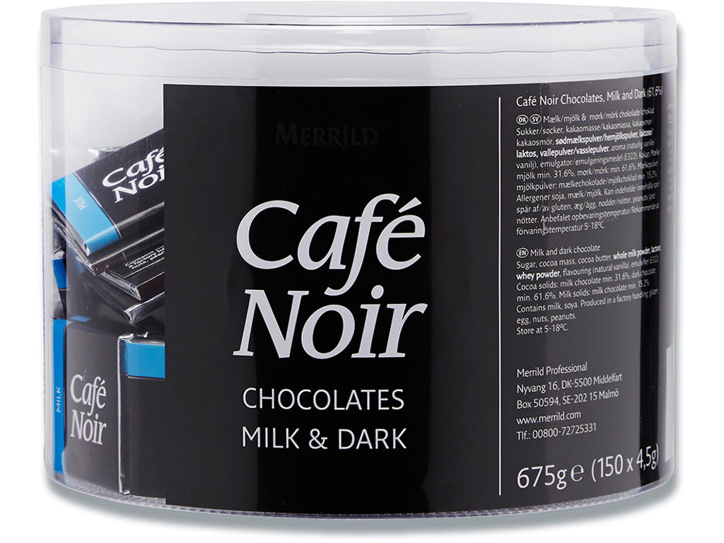 Café Noir chokolade, bl. lys og mørk 2 dåser a 150 stk/pak