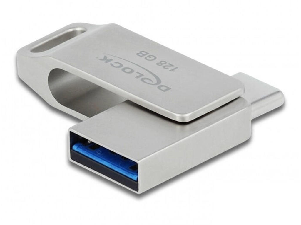 DeLOCK 54076 USB-nøgle 128 GB USB Type-A / USB Type-C 3.2 Gen 1 (3.1 Gen 1) Sølv