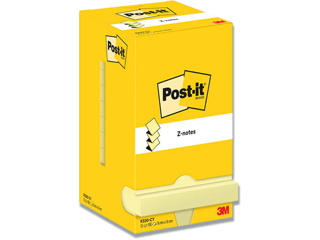 Memonotes, 76x76 mm, Gul, 12 blokke, Post-it Z-notes