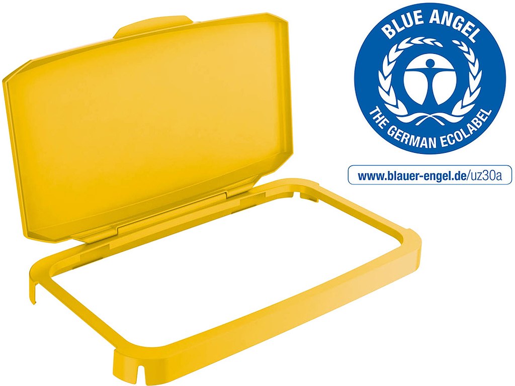 Låg til affaldsspand, Hængslet låg, 60 liter, Gul, Durable DURABIN HINGED LID 60