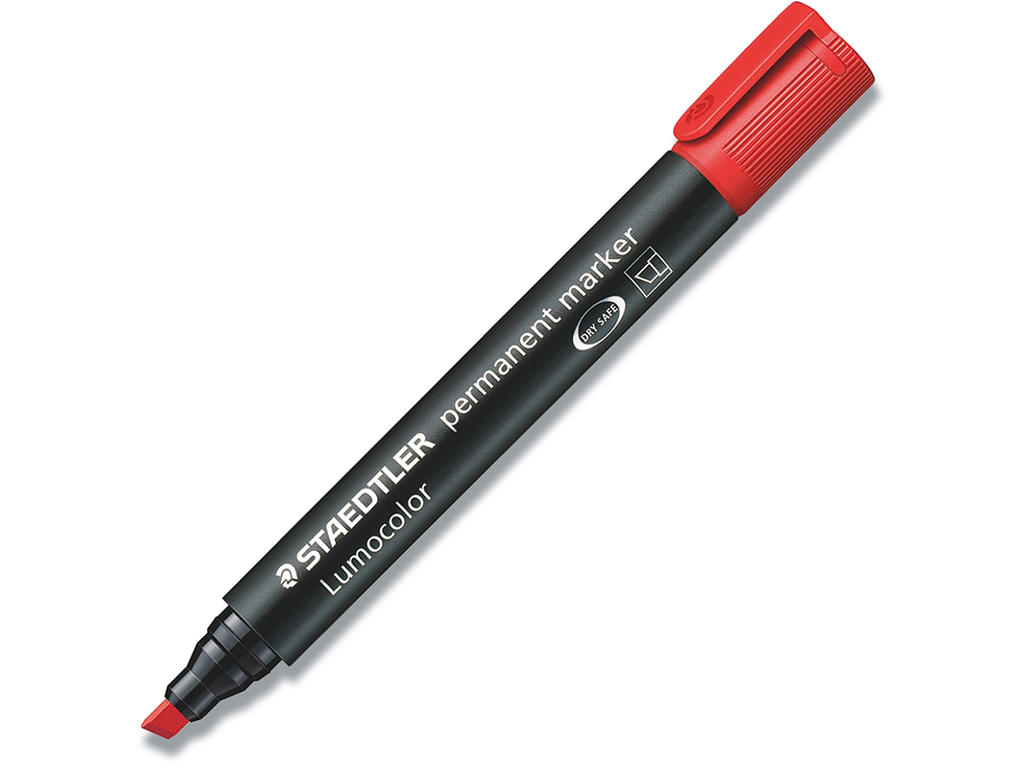 Marker, Skrå spids, 2-5 mm, Rød, Staedtler Lumocolor 350