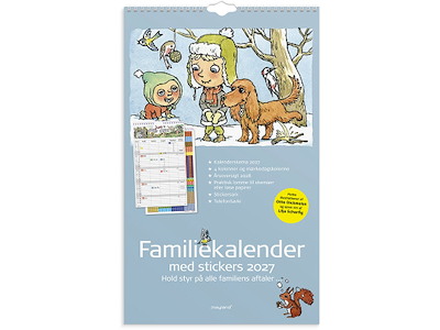 Familiekalender, 2027, Otto Dickmeiss & Lilja Scherfig, 4 personer+mærkedage, 1 måned pr. opslag, Mayland