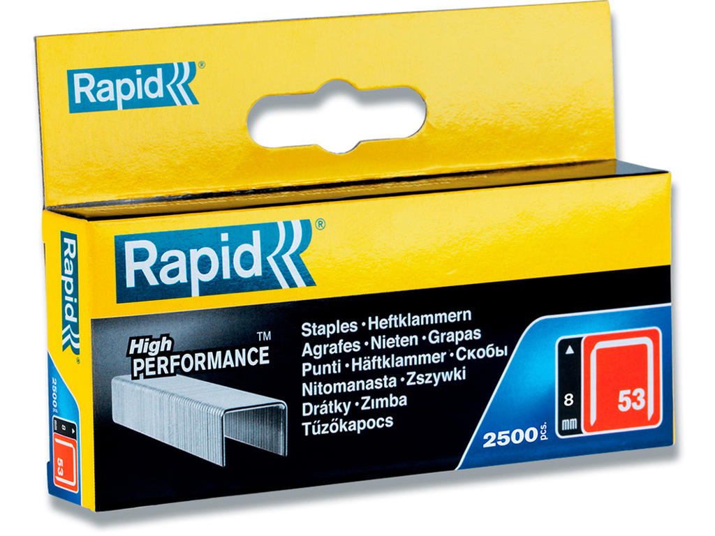 Hæfteklammer, Klamme 53/8, 2.500 klammer, Rapid High Performance Nr. 53