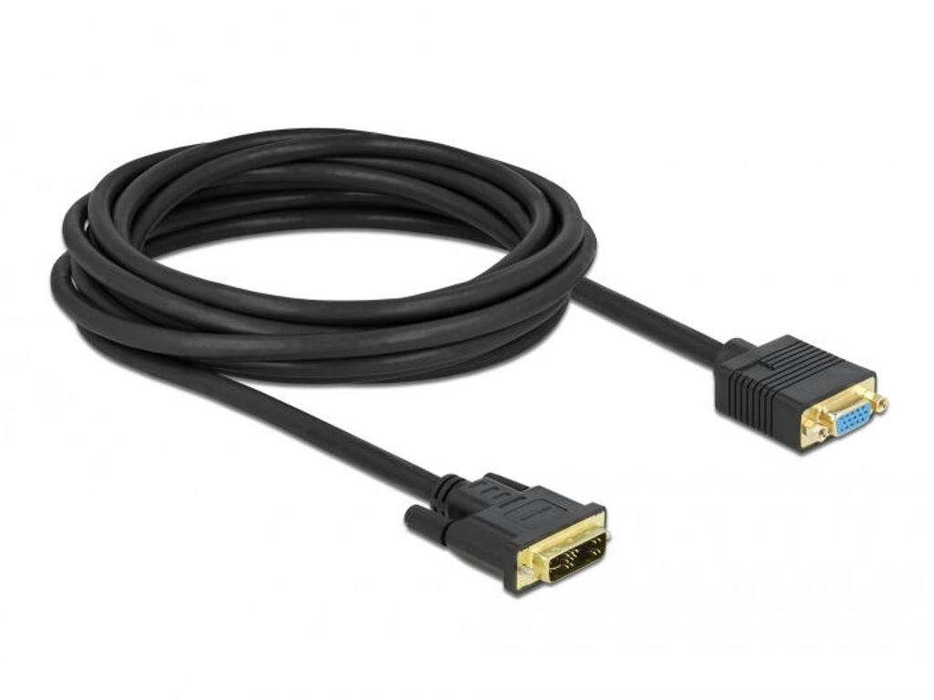 DeLOCK 86755 videokabel adapter 5 m DVI VGA (D-Sub) Sort