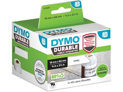 Labeletiketter, Holdbare og modstandsdygtige, 19x64 mm, 1 rulle af 900 etiketter, Dymo LabelWriter Durable