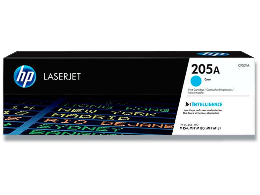 Toner, 205A, Cyan-blå, 900 sider, HP CF531A