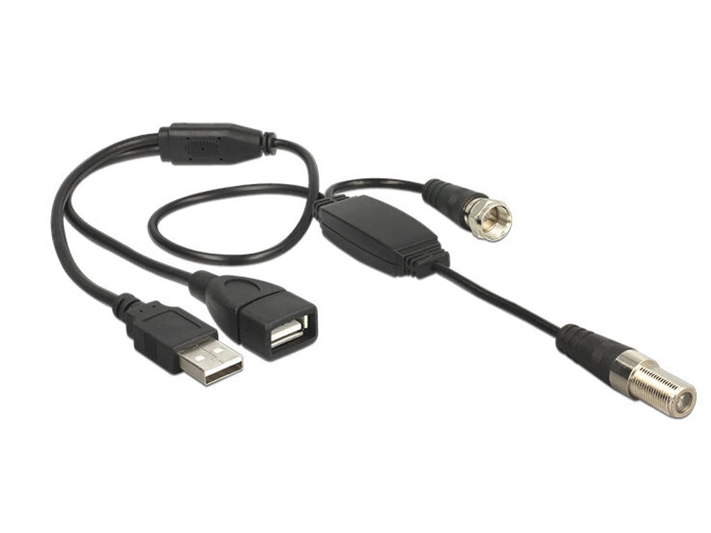DeLOCK 13006 koaxial kabel RG-174 0,22 m 1 x IEC female 1 x IEC plug, 1 x USB 2.0 Type-A female, 1 x USB 2.0 Type-A male Sort