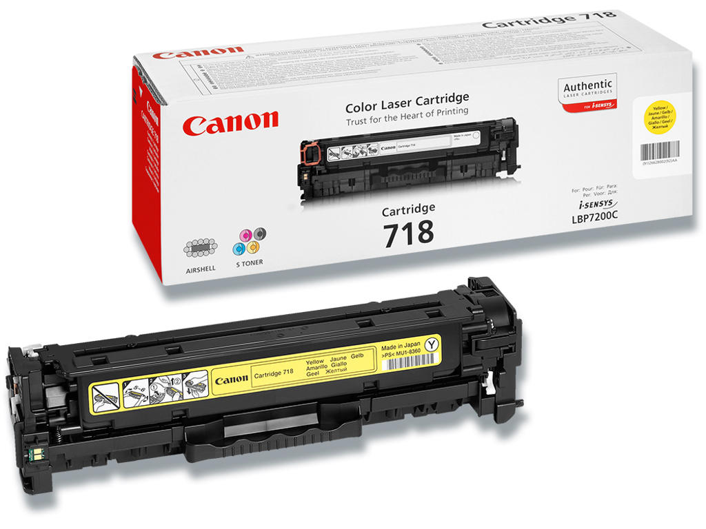 Toner, 718Y, Yellow-gul, 2.900 sider, Canon 2659B002