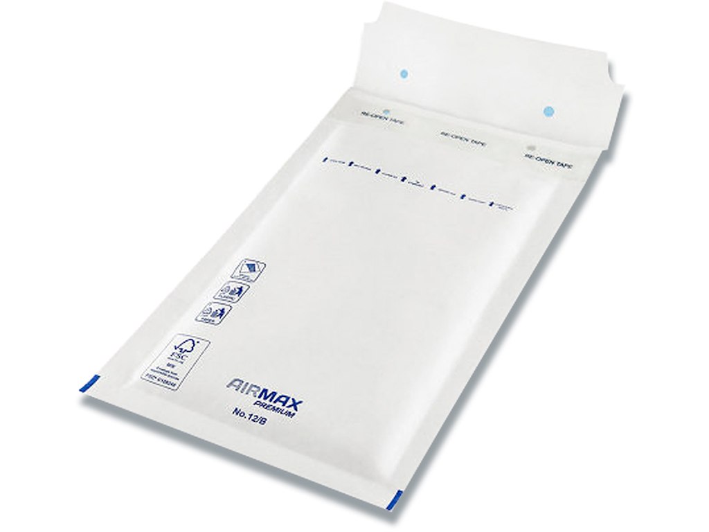 Boblekuvert, Indvendig: 115x215 mm, Hvid, 1 stk, Airmax No. 12/B W2