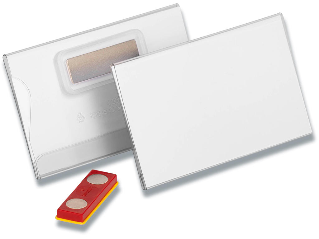 Navneskilt, Med magnet og indstik, 54x90 mm, 25 stk, Durable 