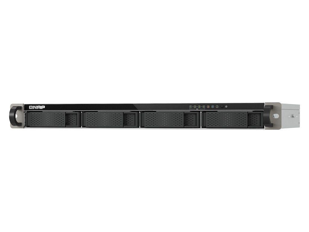 QNAP TS-432XeU NAS Stativ (1U) 4 GB DDR4 0 TB QNAP QTS Sort, Grå