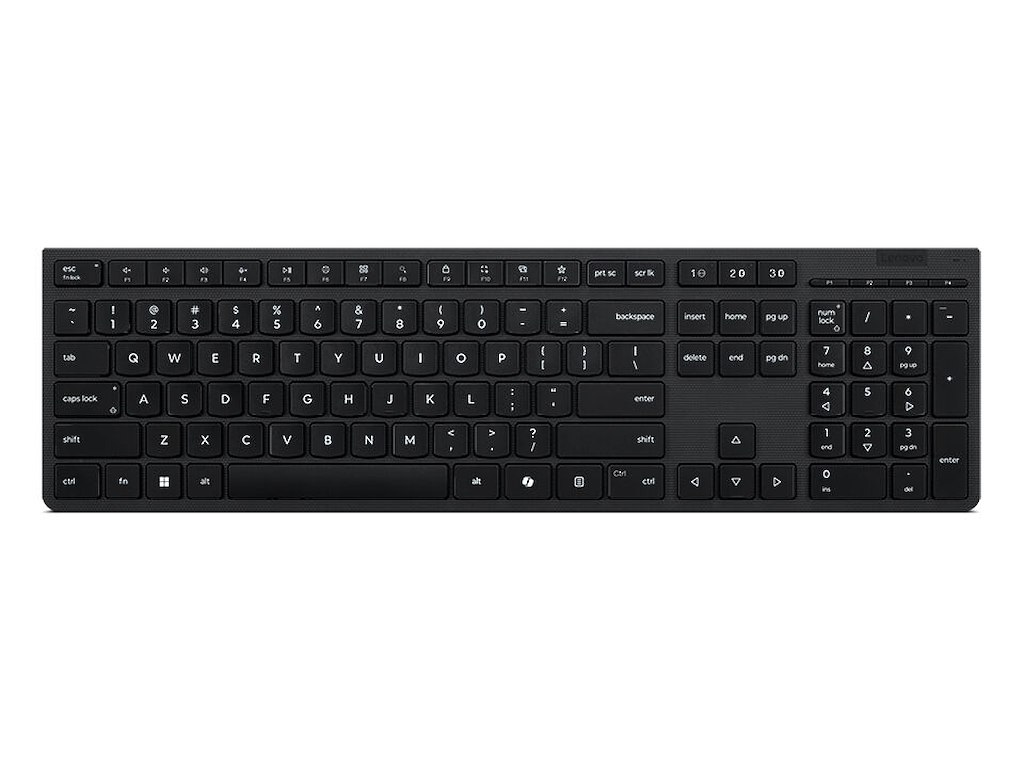 Lenovo Professional Wireless Rechargeable Keyboard, DK tastatur Hjemme/kontor RF trådløs + Bluetooth Dansk Grå