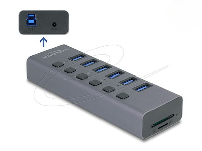 DeLOCK 64237 interface hub USB 3.2 Gen 1 (3.1 Gen 1) Type-B 5000 Mbit/s Grå