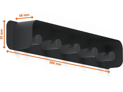 Knagerække, 5 knager, 1 hylde, Sort, Durable DURASTORE 