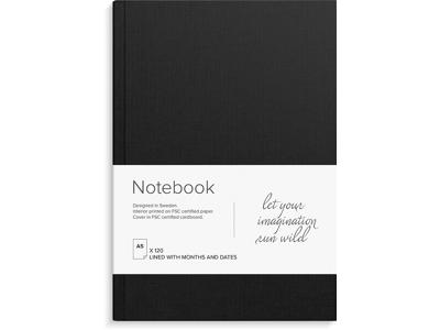 Notesbog, A5, Linjeret, Sort, Mayland
