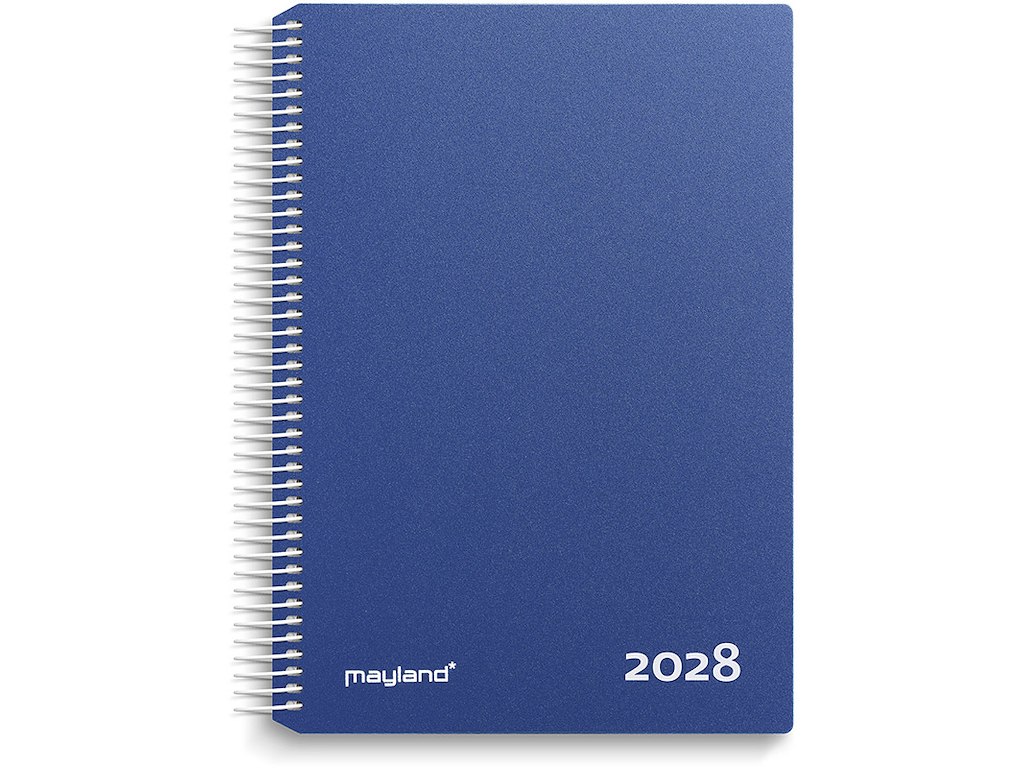 Kalender, 2028, Time, 1 dag pr. side, Blå, Mayland