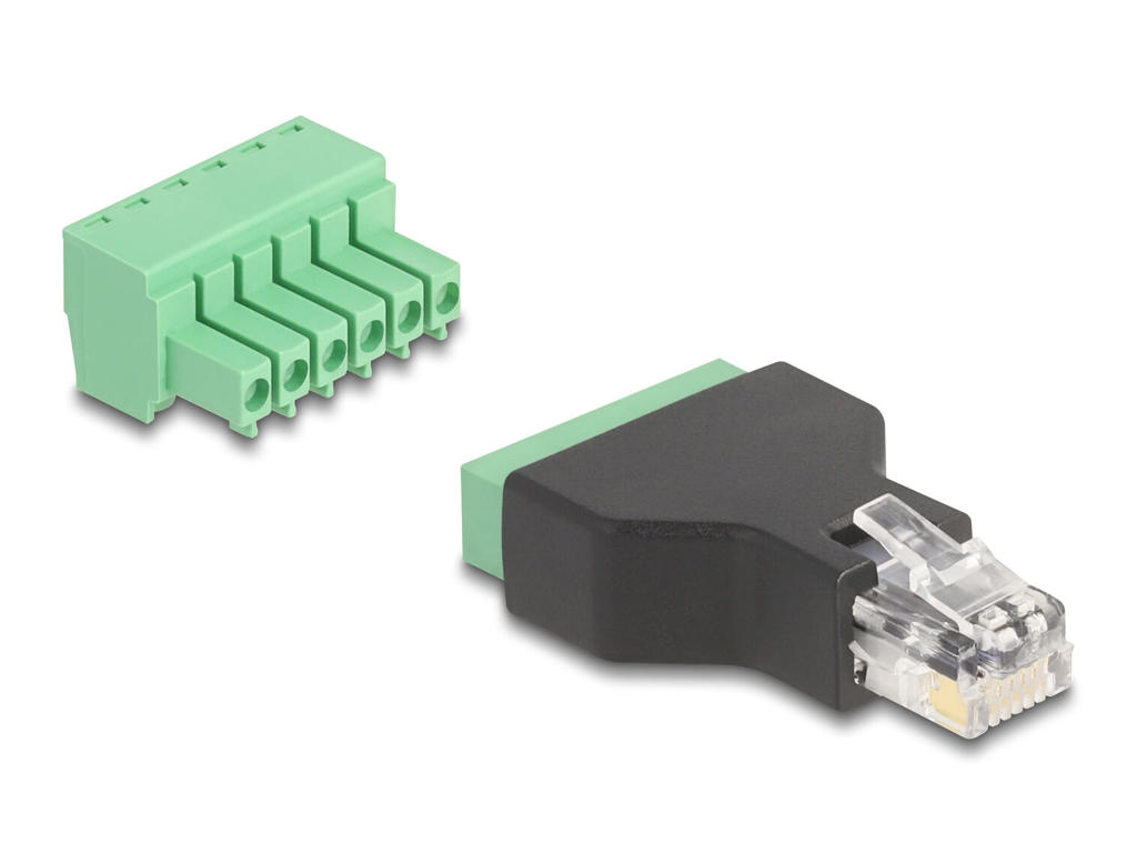 DeLOCK 66590 kabel kønsskifter RJ12 6 pin terminal block Sort, Grøn