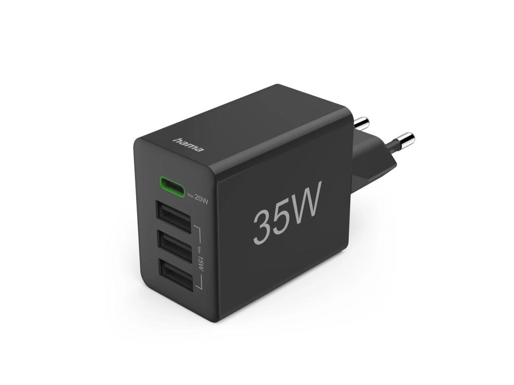 Hama 00201990 mobile device charger Headset, Power bank, Smartphone, Tablet Black AC Fast charging Indoor