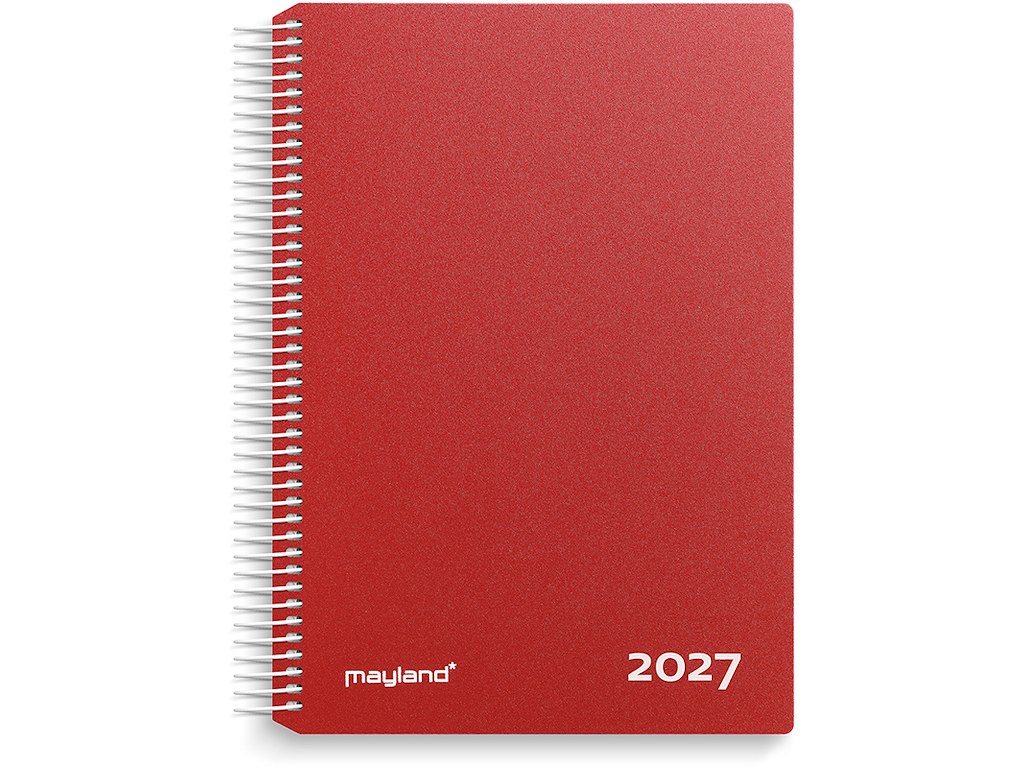 Kalender, 2027, Time, 1 dag pr. side, Rød, Mayland