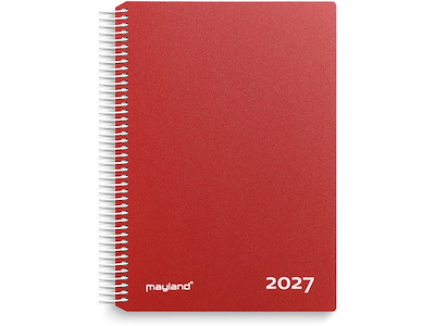 Kalender, 2027, Time, 1 dag pr. side, Rød, Mayland