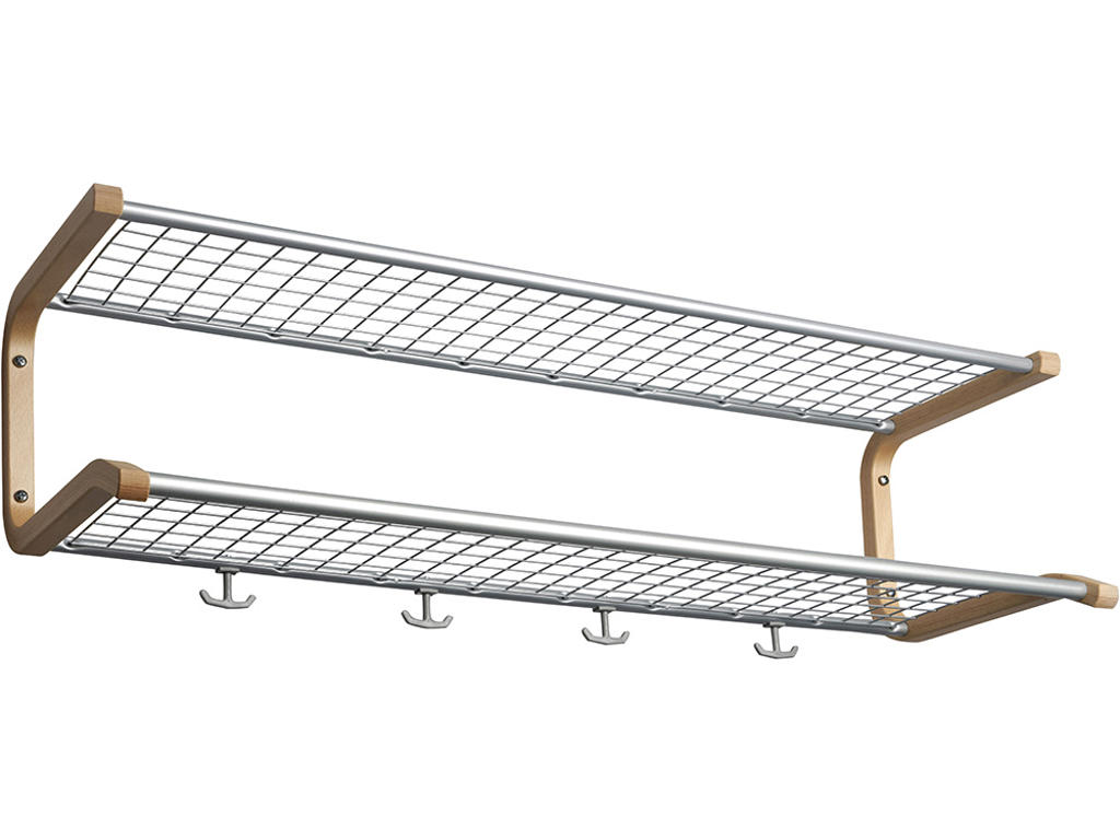 Hattehylde, Anna, L=1200 mm grå/bøg dobbel usamlet, Essem Design DK