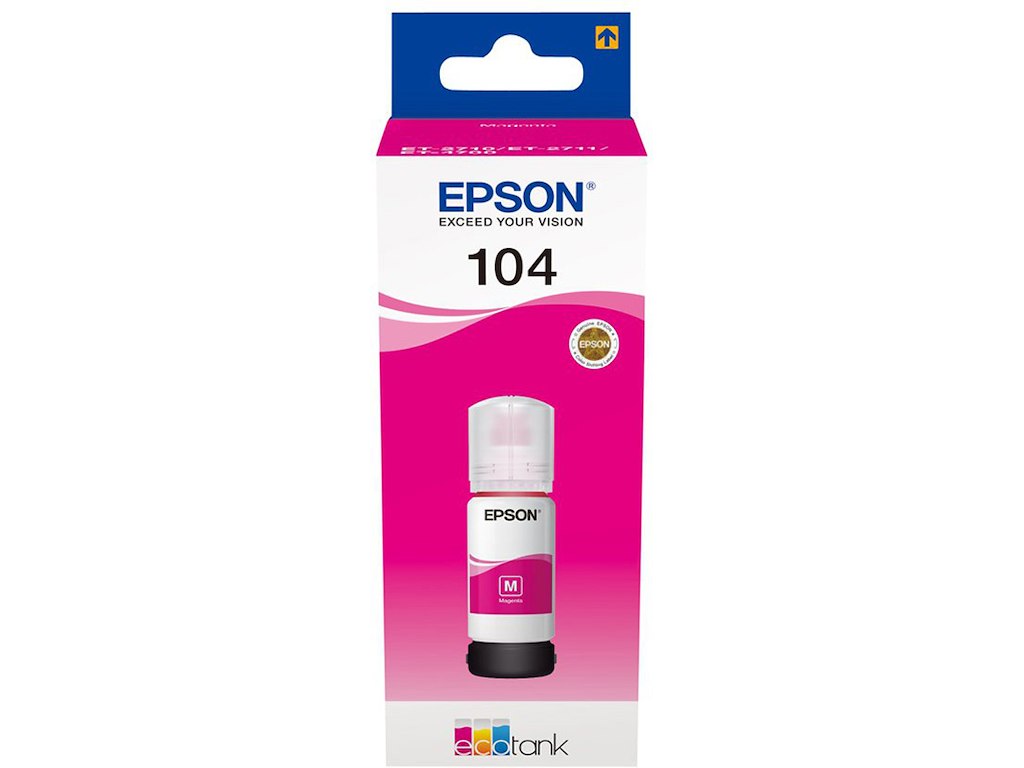 Blækflaske, 1 stk, Magenta-rød, 65 ml, Epson T104