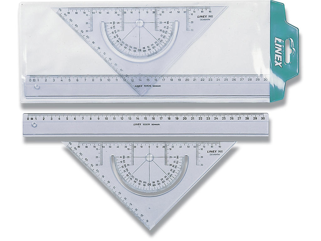 Skolesæt med 30 cm lineal og geometritrekant, Linex 2602