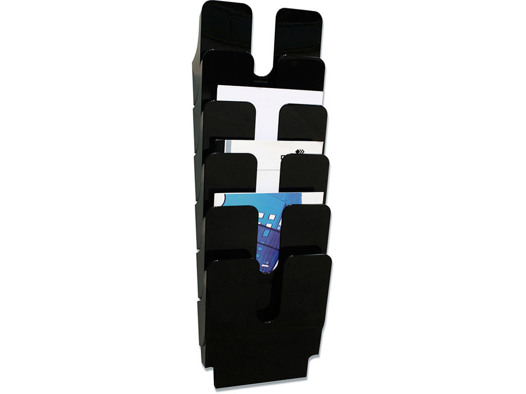 Brochureholder, 6 fag, A4, Højformat, Sort, Durable FLEXIPLUS 6