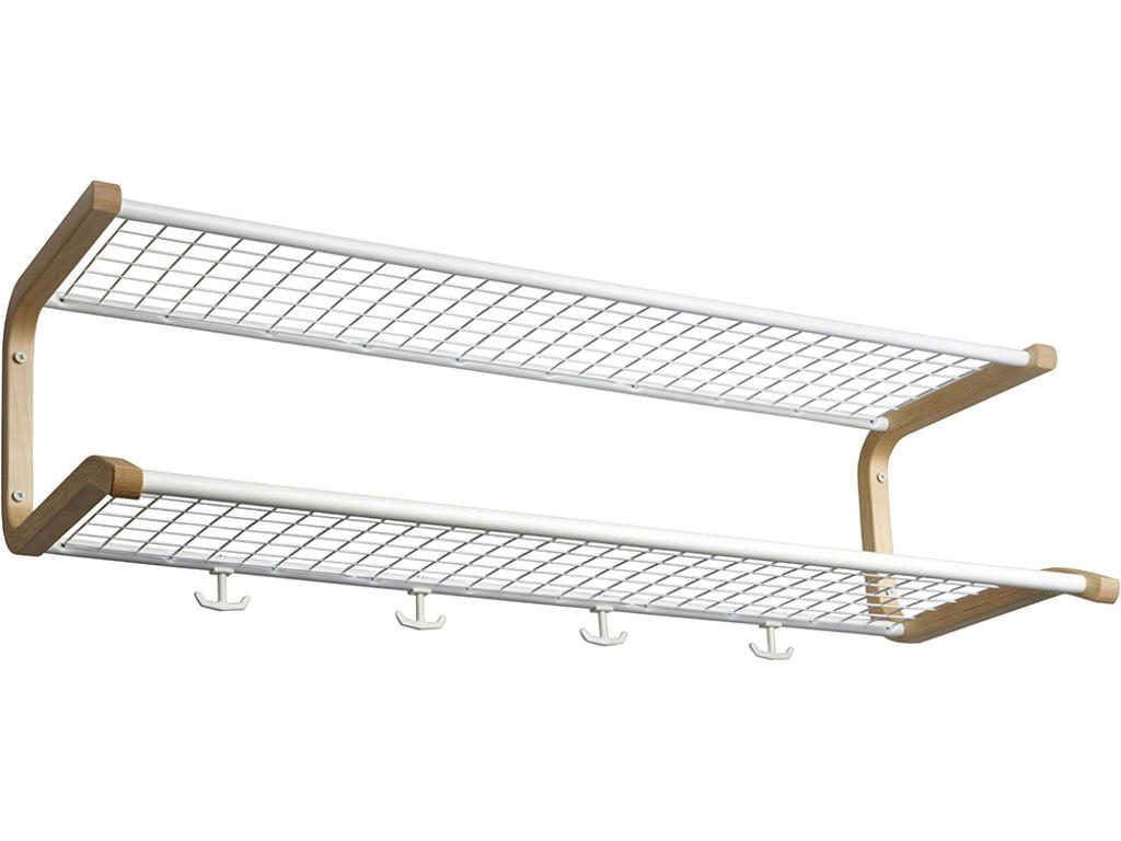 Hattehylde, Anna, L=900 mm hvid/birk dobbel usamlet, Essem Design DK