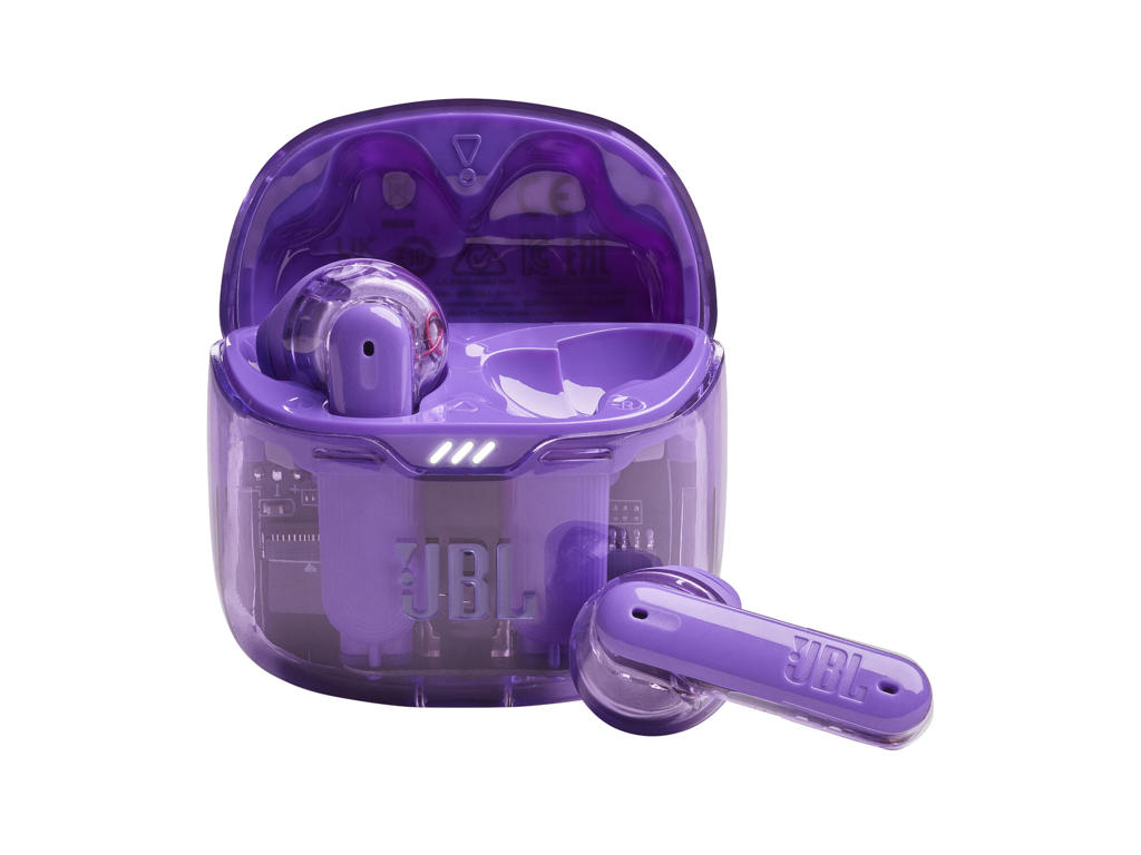 JBL Tune Flex Ghost Edition Headset True Wireless Stereo (TWS) I ørerne Opkald/musik Bluetooth Lilla, Gennemsigtig