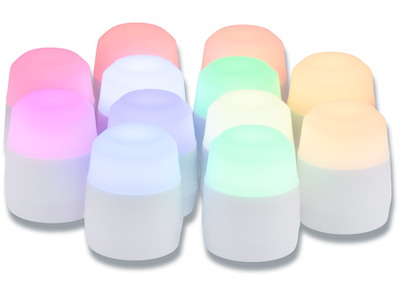 LED fyrfadslys, Sæt med 12 stk og ladestation, Farvet og hvidt lys, Securit Amsterdam