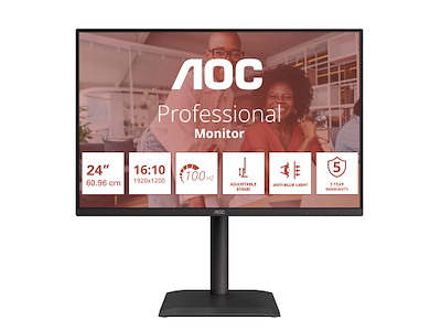 AOC E4 X24E4U computerskærm 61 cm (24") 1920 x 1200 pixel Fuld HD LED Sort