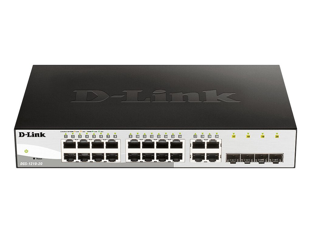 D-Link DGS-1210-20 Administreret L2 Gigabit Ethernet (10/100/1000) 1U Sort
