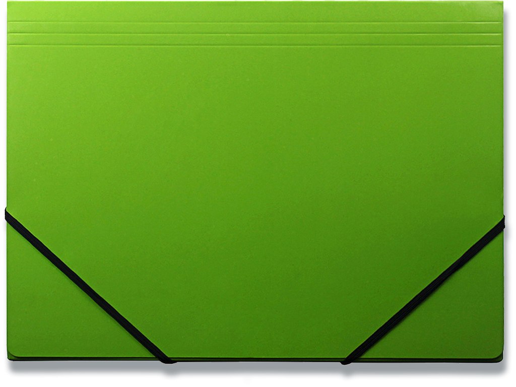 Samlemappe, 3 klapper, 2 elastikker, Grøn, Q-Line 