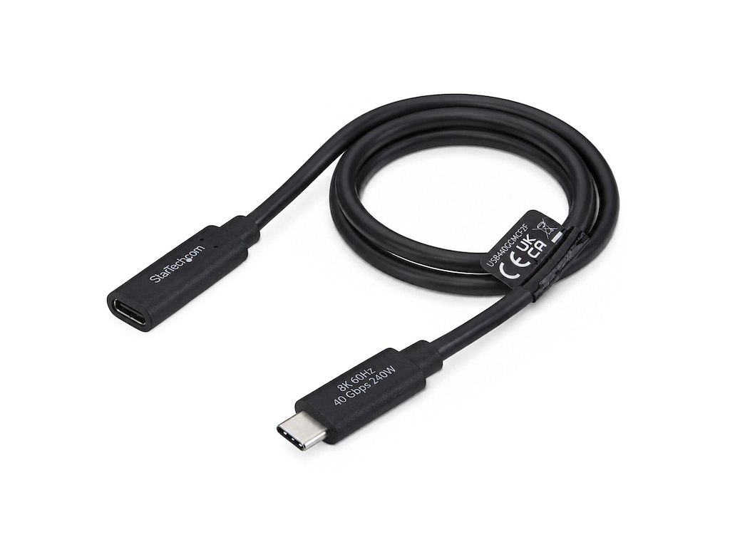 StarTech.com USB440GCMCF2F USB-kabel USB4 Gen 3x2 0,6 m USB C 40 Gbit/sek. 240 W Sort