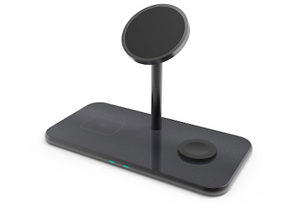 eSTUFF ES638210 oplader til mobil enhed Smartphone Aluminium USB Trådløs opladning Hurtig opladning Indendørs