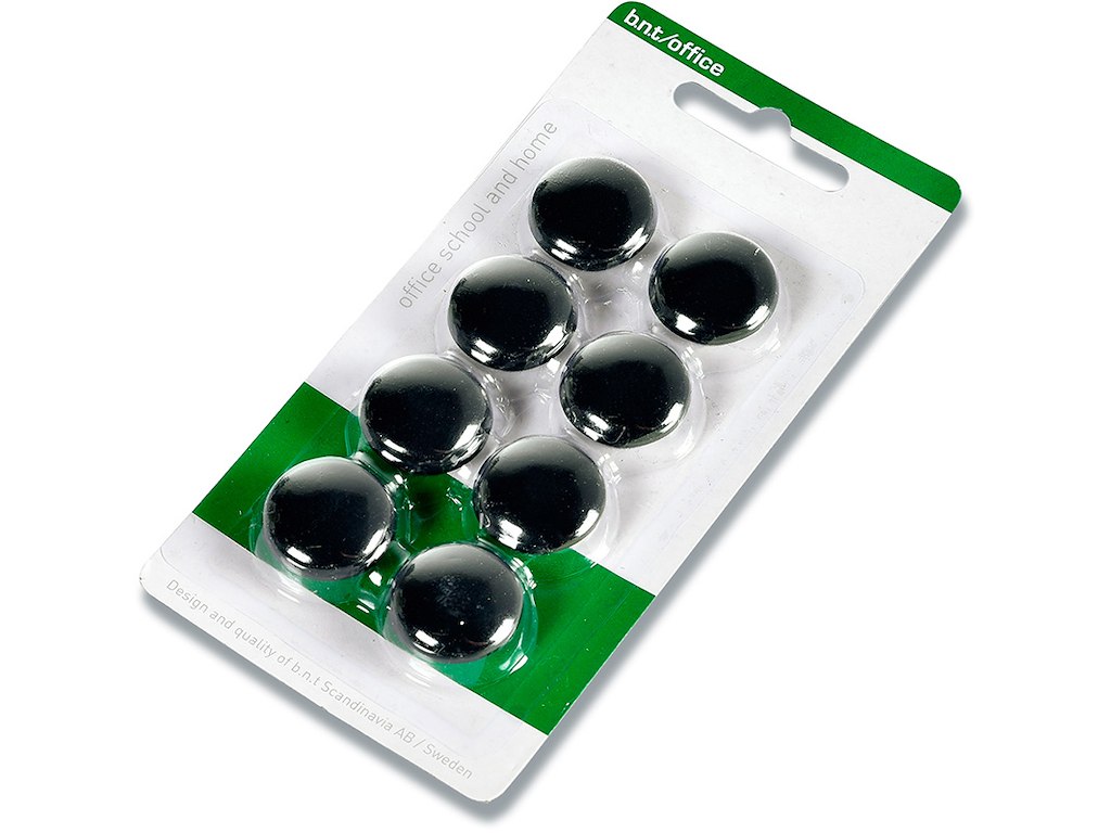 Magneter, Sort, Ø2 cm, 8 stk, BNT Office 
