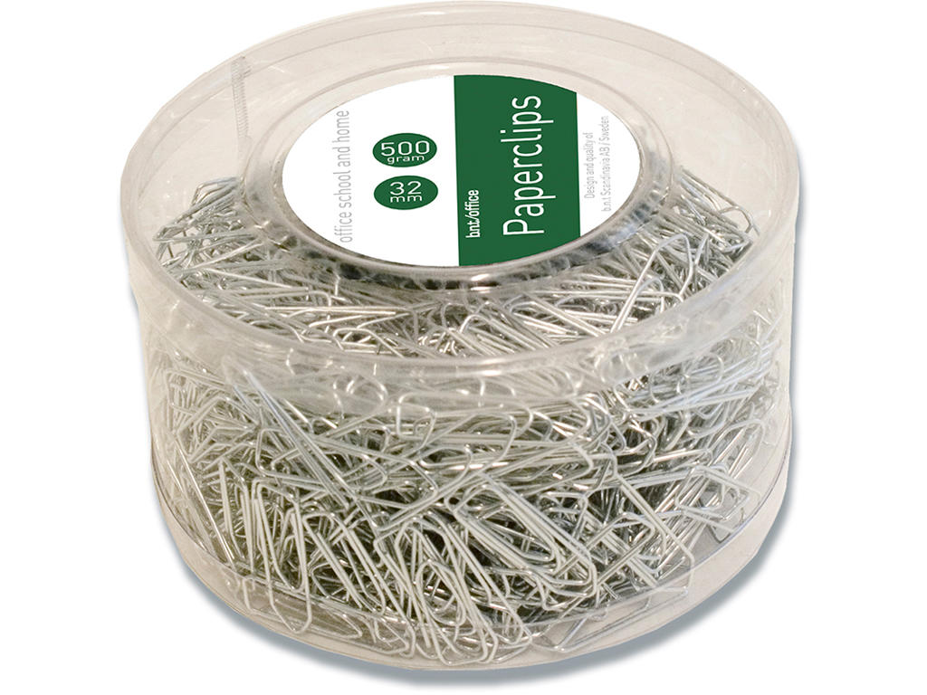 Papirclips, 32 mm, Krom, 1.000 stk, BNT Office 