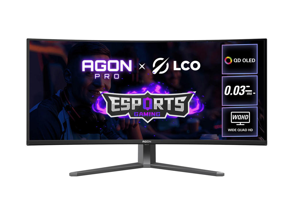 AOC AGON PRO AG346UCD computerskærm 86,4 cm (34") 3440 x 1440 pixel Wide Quad HD QD-OLED Sort, Grå