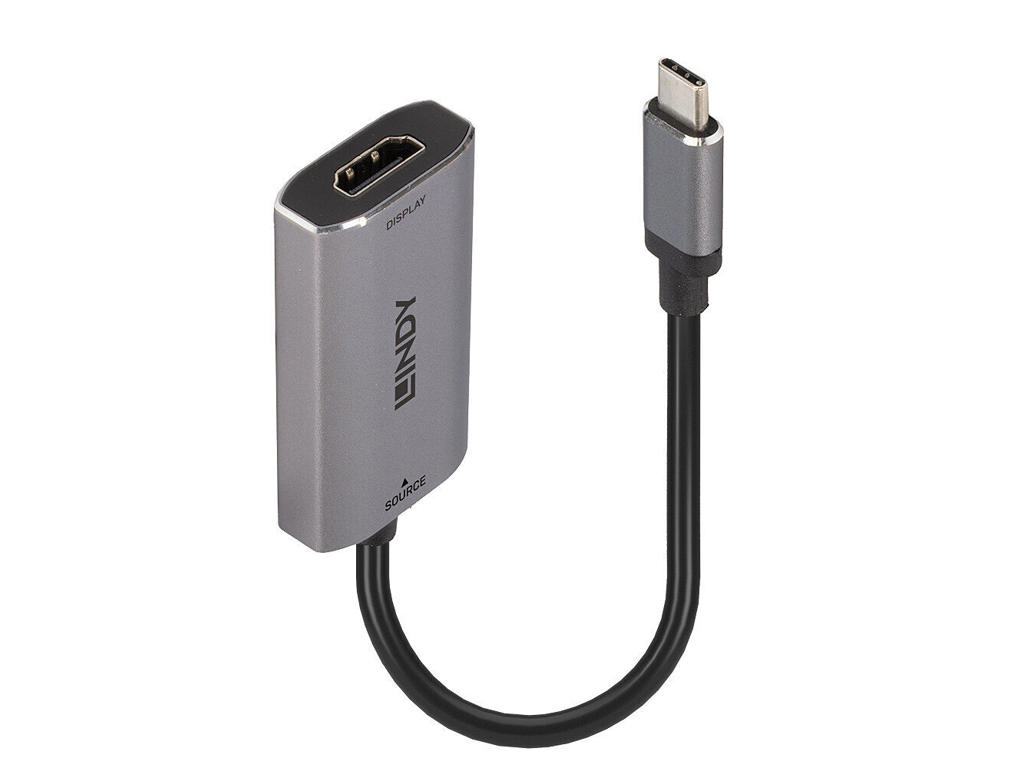 Lindy 43327 videokabel adapter 0,11 m USB Type-C HDMI Sort, Grå