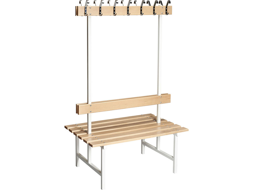 Bænk fristående, Modelnr 69, L=1200 mm dobbelt bøg/hvid, Essem Design DK