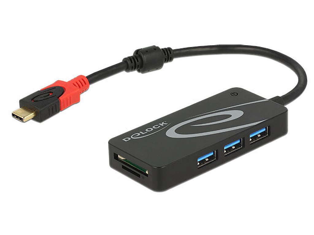 DeLOCK HUB USB 3.0 USB Type-C > 3 Port extern USB 3.2 Gen 1 (3.1 Gen 1) Type-C Sort